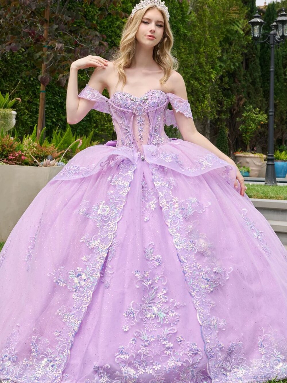 NEW LILAC Sequin & Glitter Sweetheart Evening Gown With Train GL3848